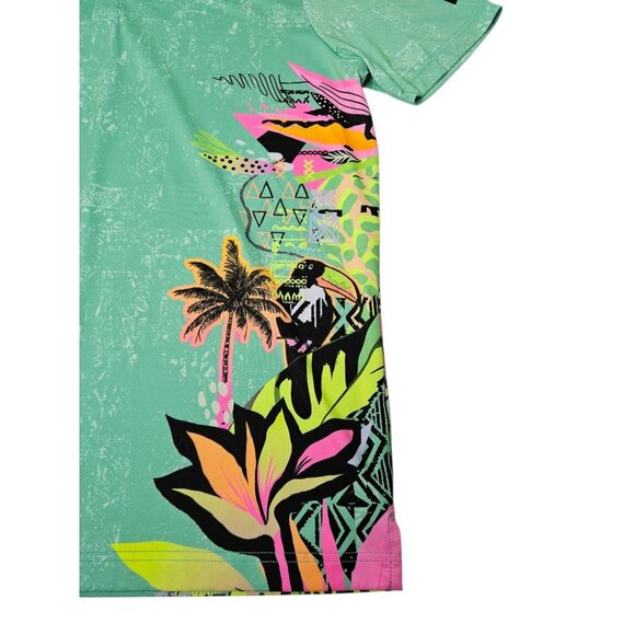 Sunday Swagger Tropical Polo Shirt Men's Large Colorful Green Performance Golf - Picture 3 of 12